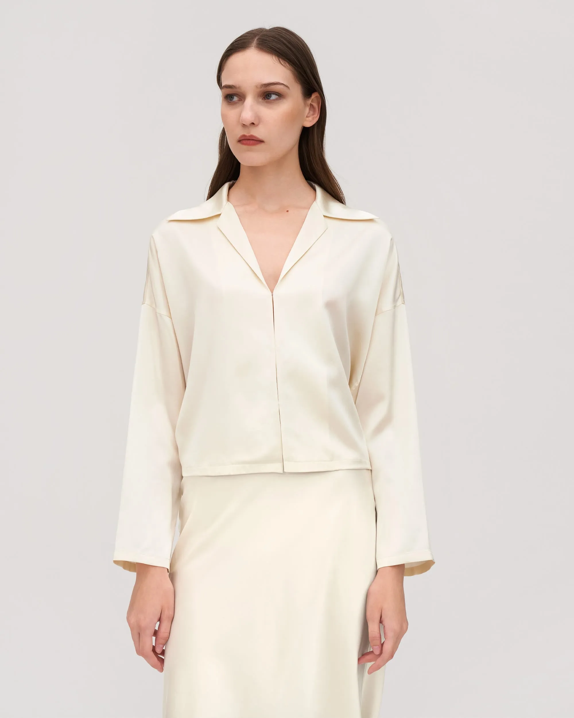 Retro Batwing Silk Osmanthus Shirt for Women