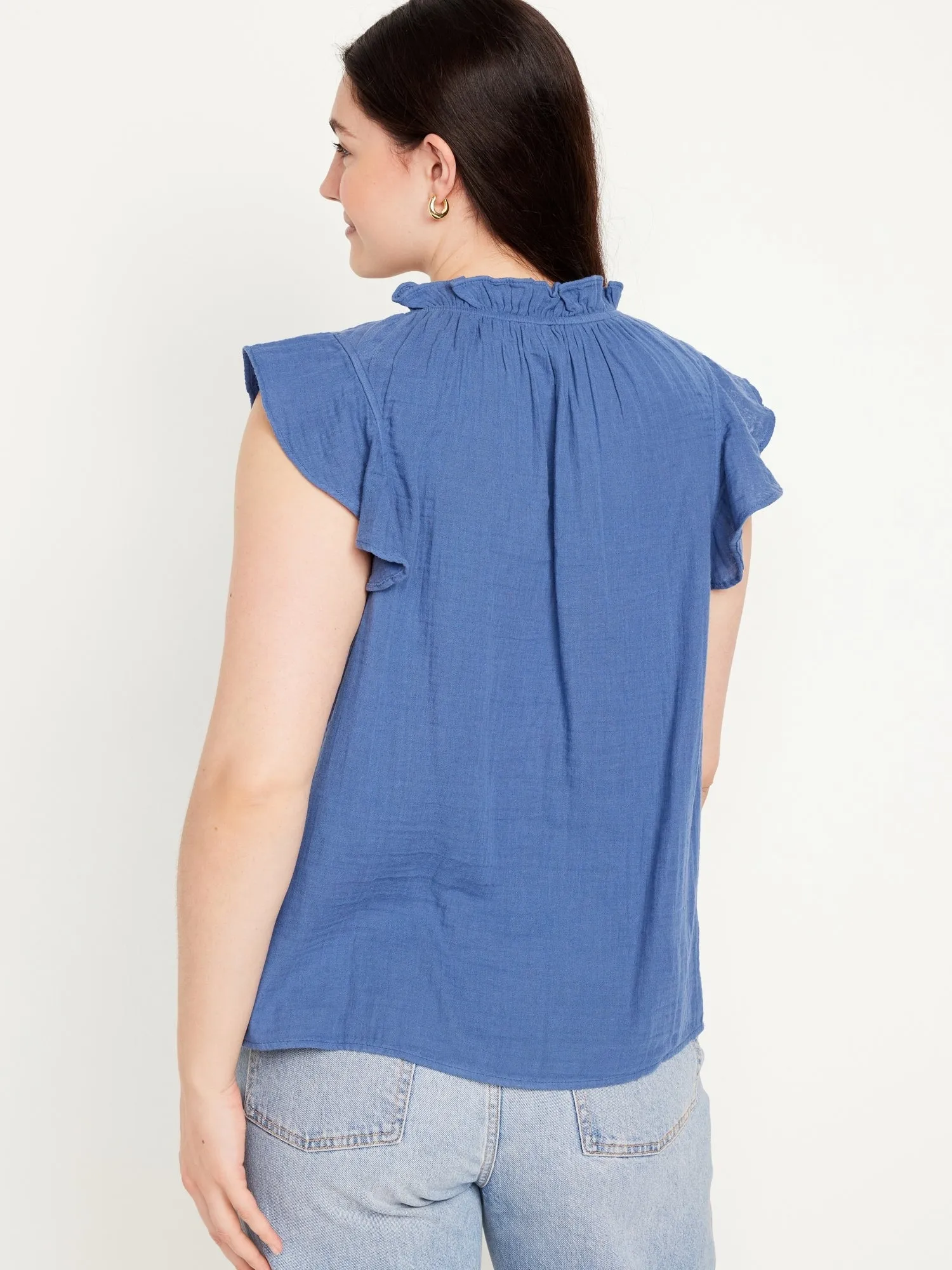 Sleeveless Crinkle Gauze Top for Women