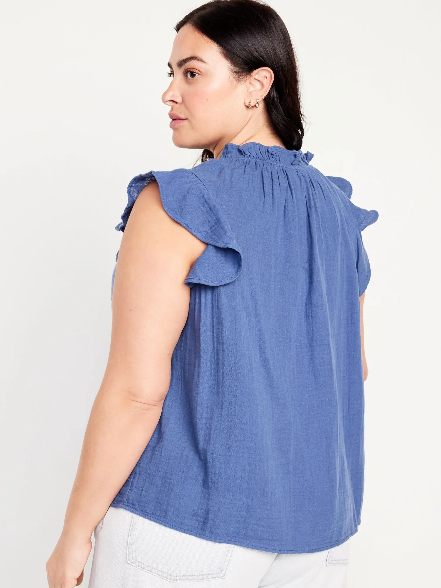 Sleeveless Crinkle Gauze Top for Women