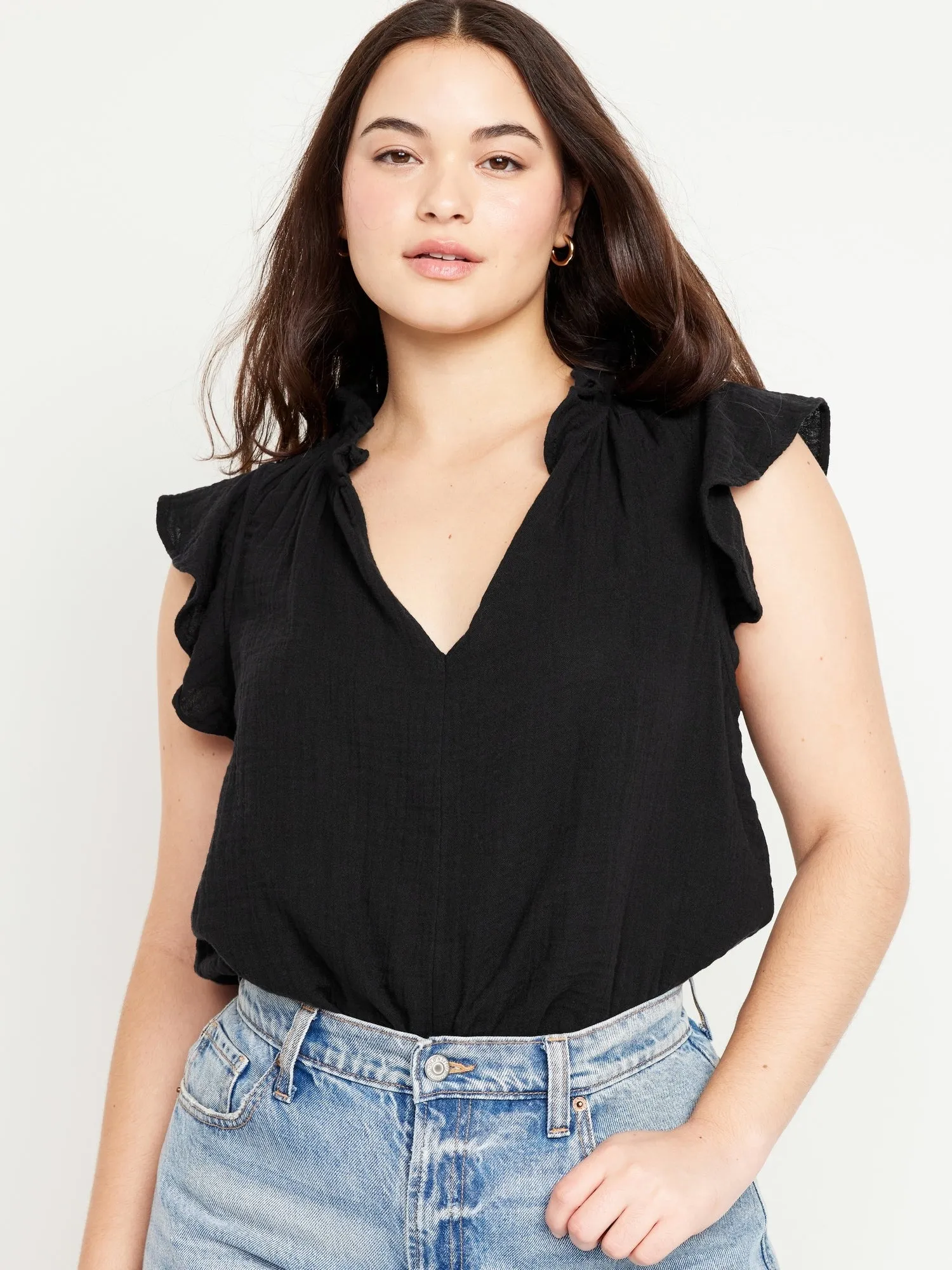 Sleeveless Crinkle Gauze Top for Women