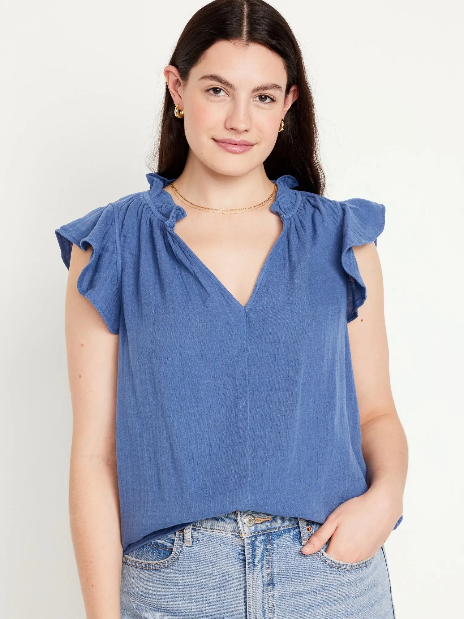 Sleeveless Crinkle Gauze Top for Women