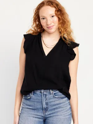 Sleeveless Crinkle Gauze Top for Women