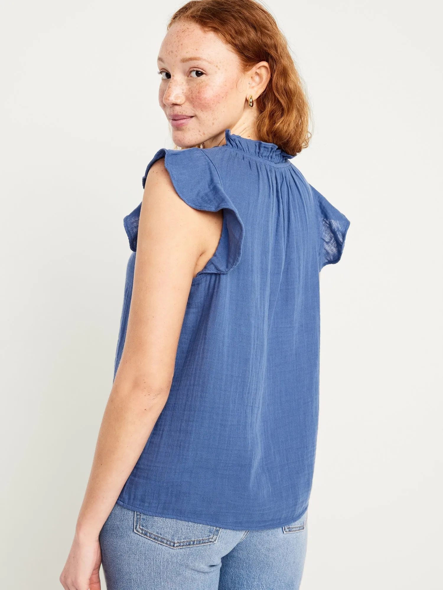 Sleeveless Crinkle Gauze Top for Women