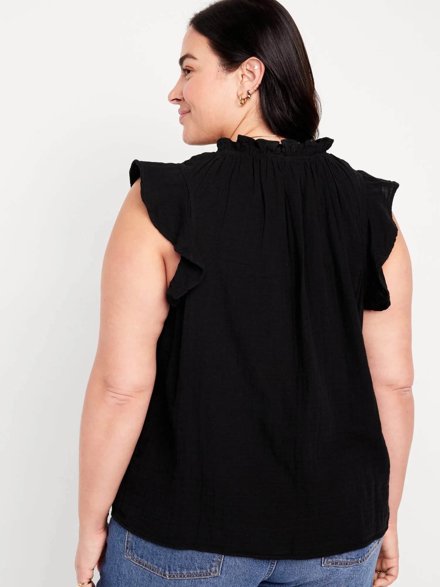 Sleeveless Crinkle Gauze Top for Women