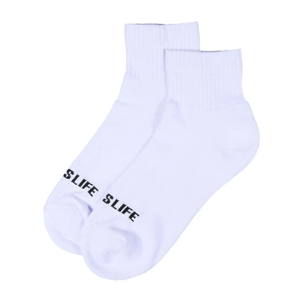 Solid Extra Cushioned Low Socks in White Ballislife