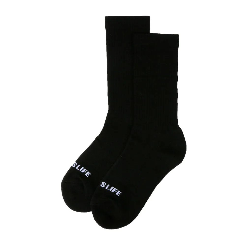 Solid Extra Cushioned Mid Socks in Black Ballislife