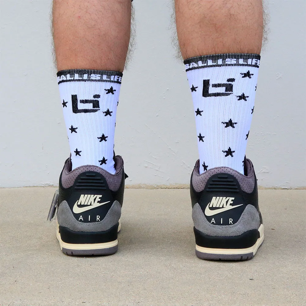 Star Socks in White Ballislife