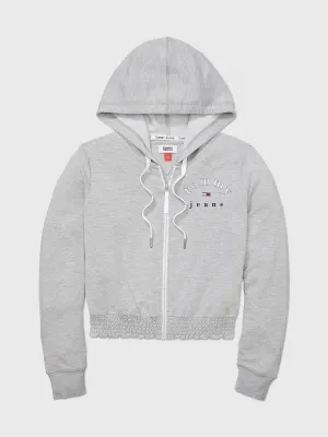 Tommy Hilfiger Smocked-Waist Logo Zip Hoodie - Women