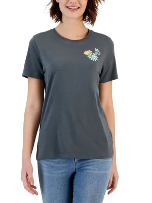 Women's Back Printed T-Shirt,Grey
