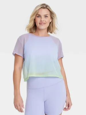 Women's Boxy Mesh Sport Top,Lilac/Green