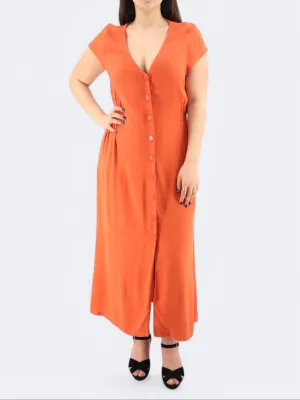 Women's Buttons Down Dress,Orange