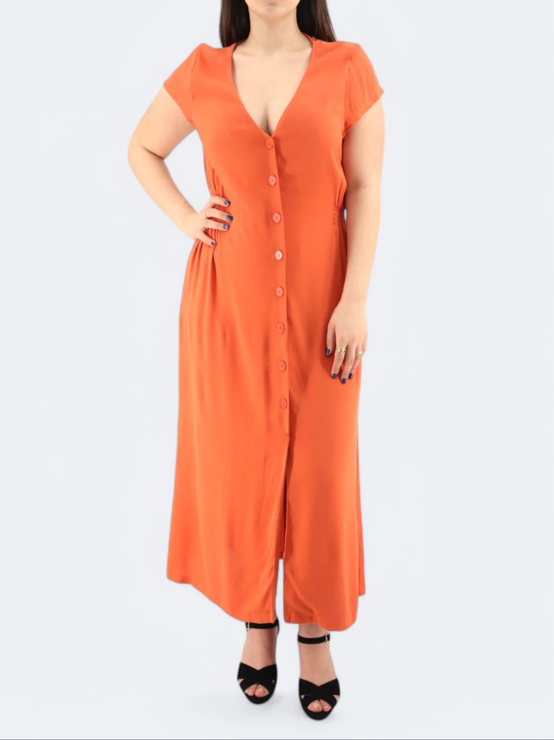 Women's Buttons Down Dress,Orange