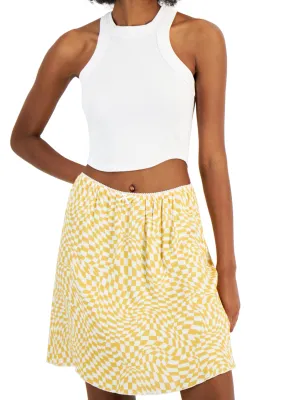 Women's Checkered Print Skirt,Yellow