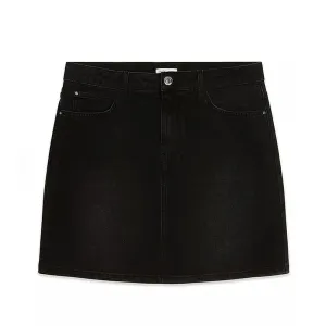 Women's Denim Plain Skirt,Black