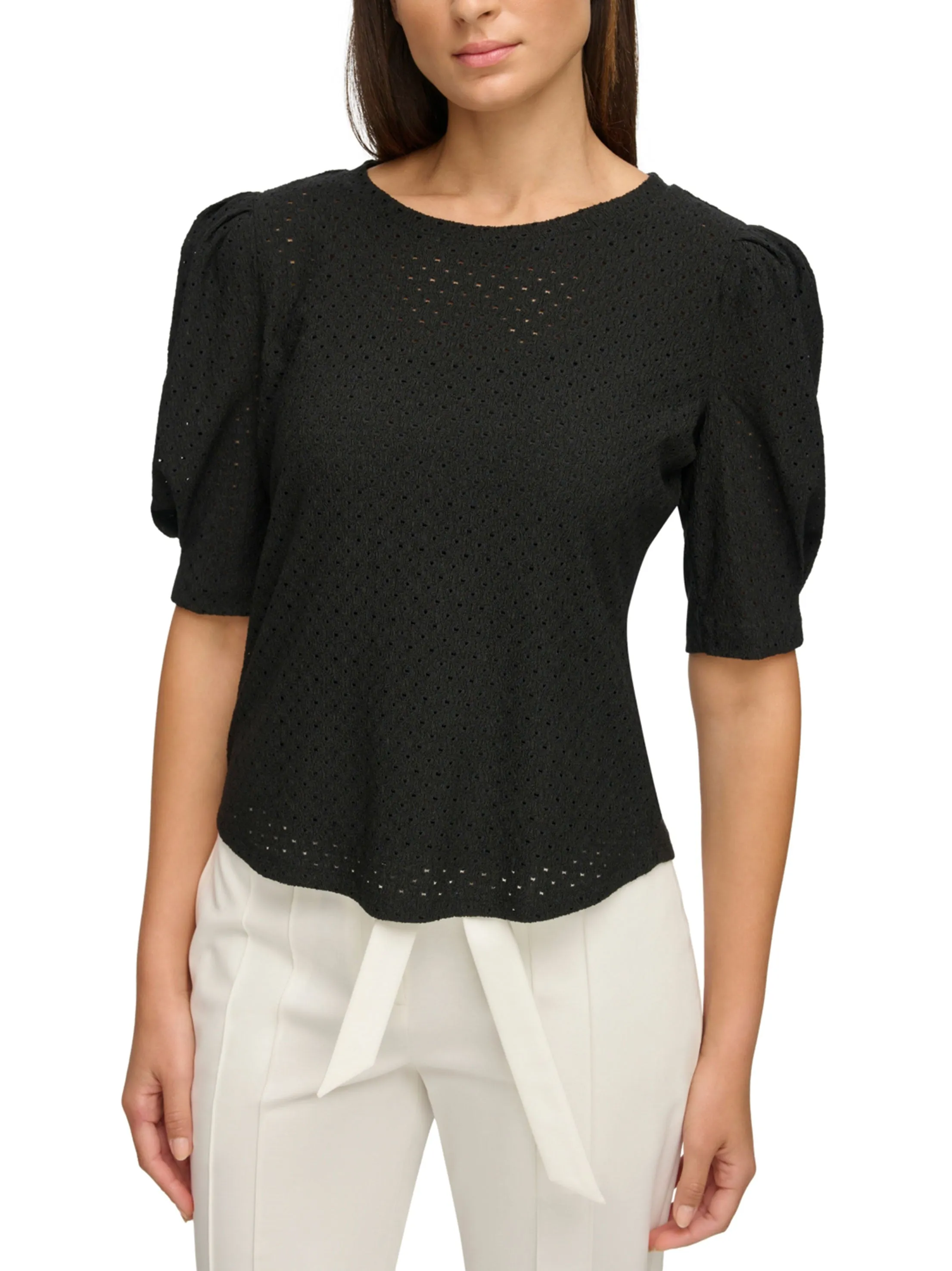 Women's Eyelit Top,Black