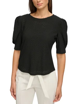 Women's Eyelit Top,Black