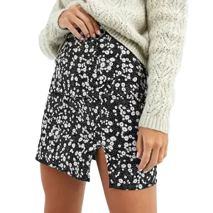 Women's Floral Mini Skirt,Black