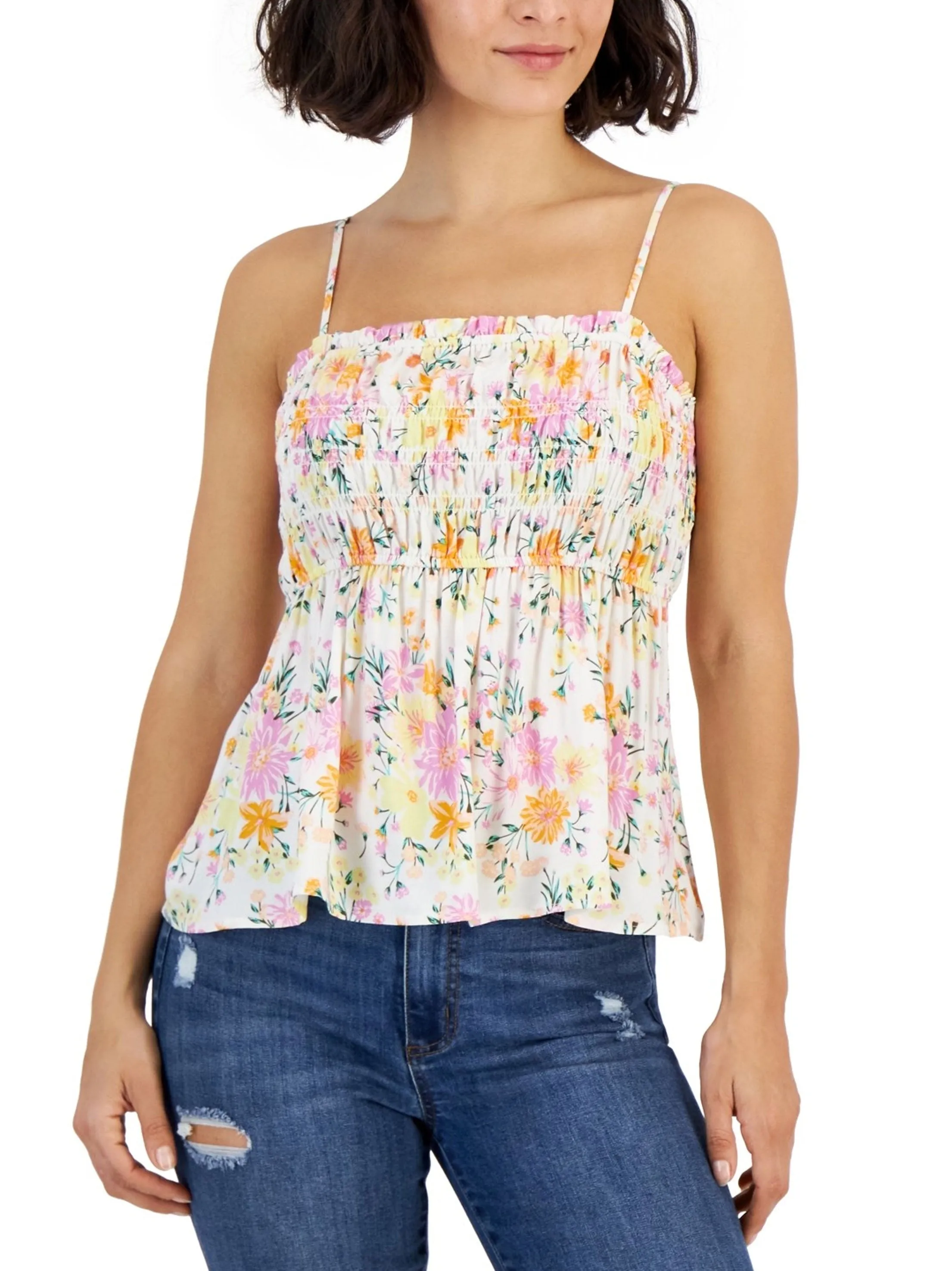 Women's Floral Printed Ruffled Top,Multi
