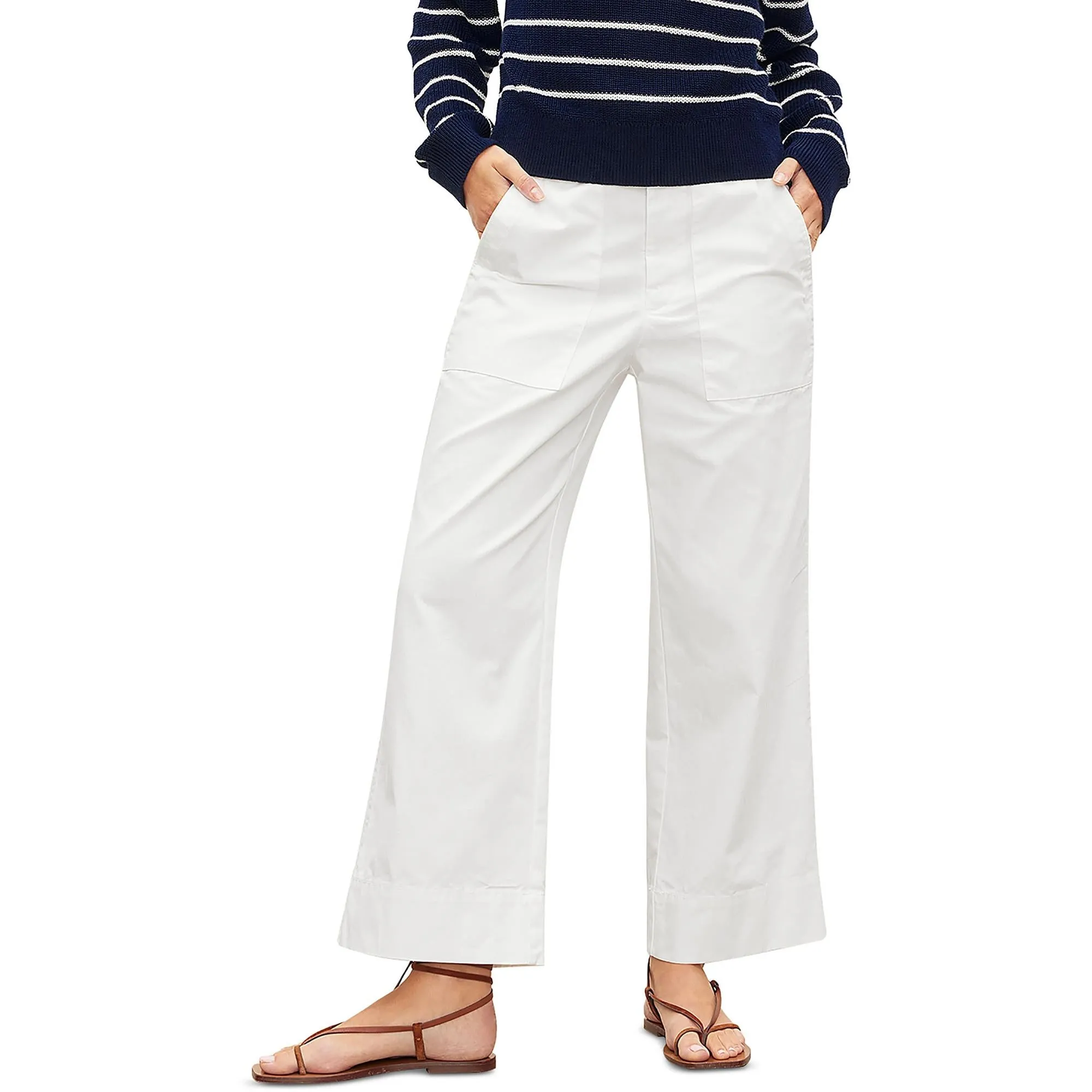 Womens High Rise Cropped Wide Leg Pants