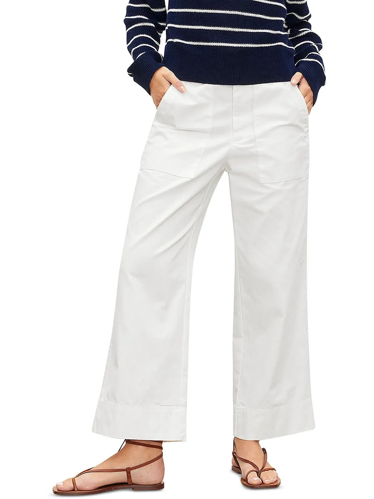 Womens High Rise Cropped Wide Leg Pants