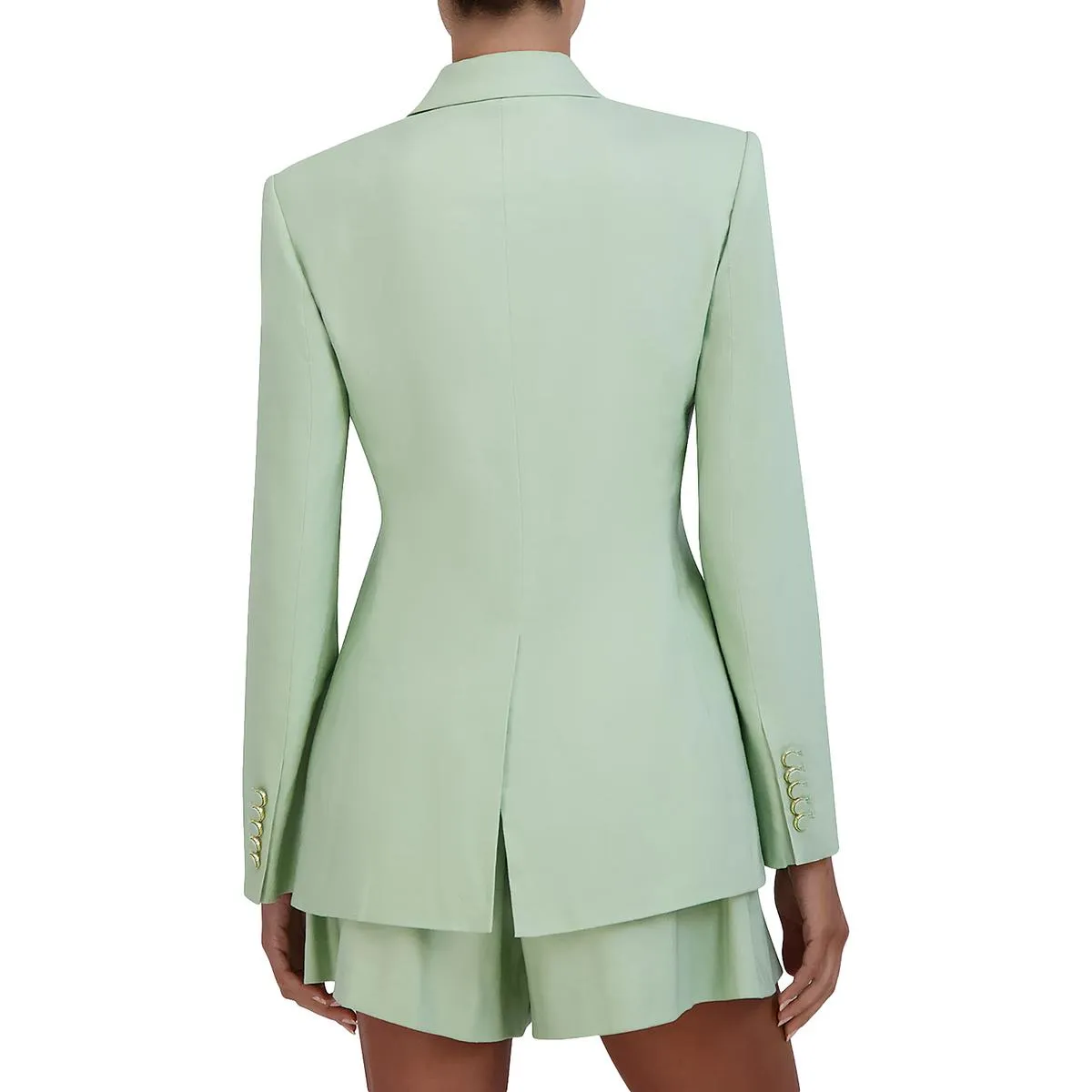 Womens Linen Blend Long Sleeve Double-Breasted Blazer