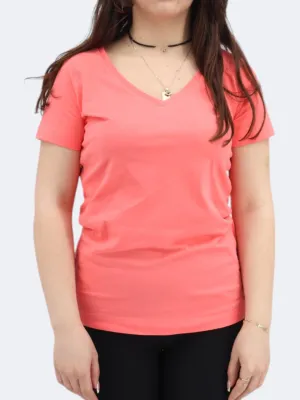 Women's Plain T-Shirt,Coral