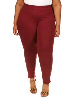 Women's Plain Trousers,Burgundy