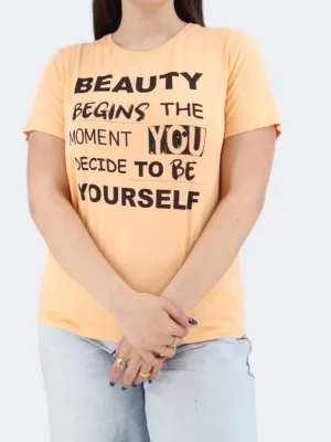 Women's Printed T-Shirt,Orange