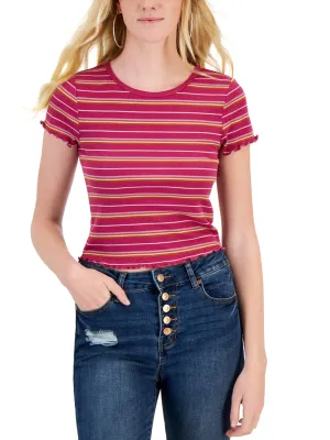 Women's Ribbed Striped Top,Mauve