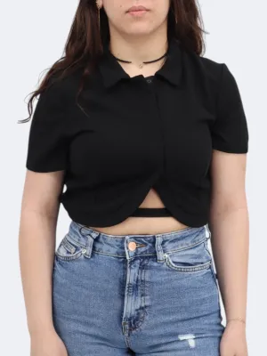 Women's Snap Buttons Front Top,Black