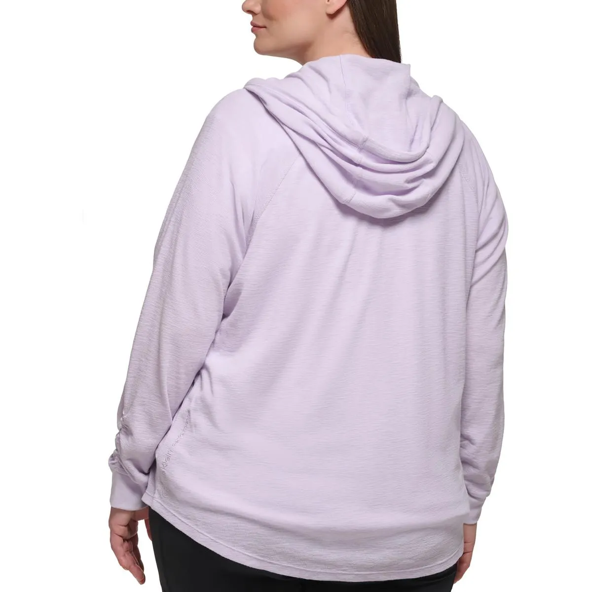 Womens Textured Drawstring Hem Zip Hoodie