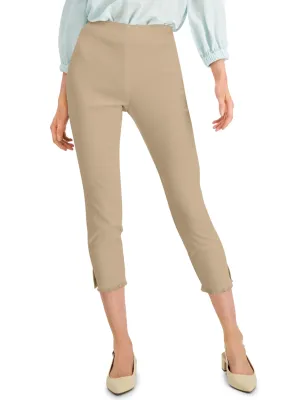 Women's Textured Fringed-Hem Ankle Pant,Beige
