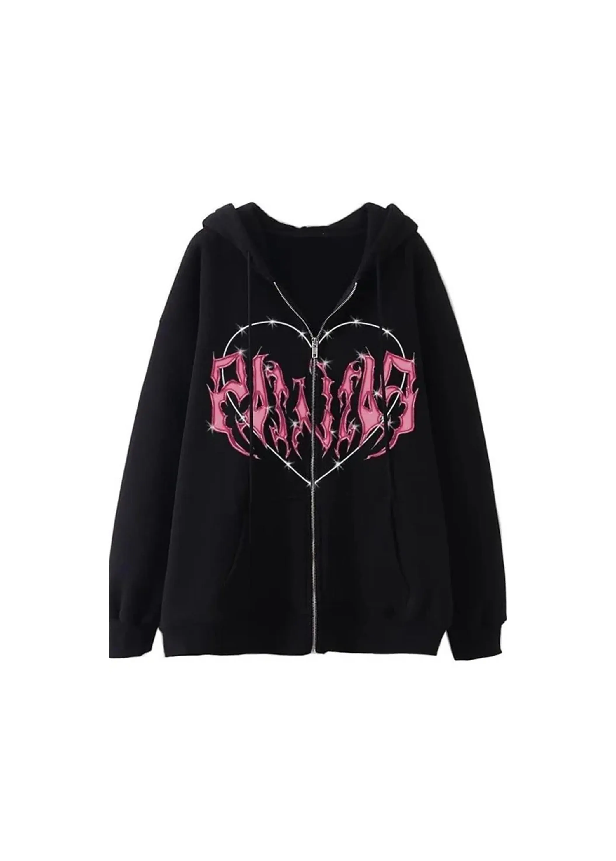 Women's Zipped Up Cropped Hoodie,Black